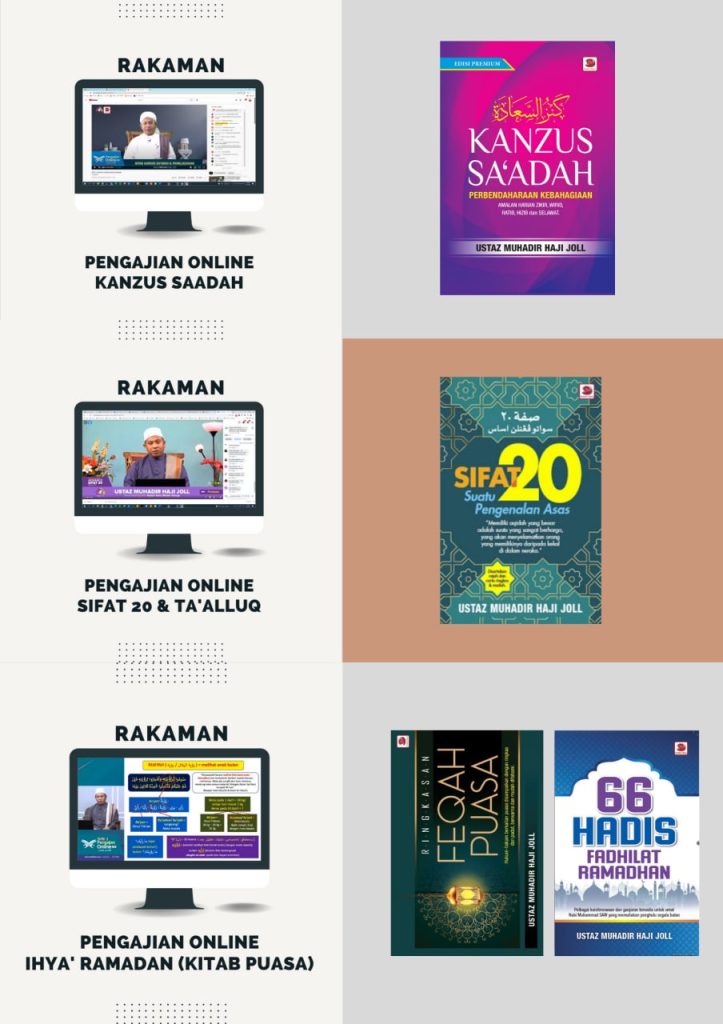 Buku Kanzus Saadah, Sifat 20 Suatu Pengenalan Asas, Ringkasan Feqah Puasa dan 66 Hadis Fadhilat Ramadan.